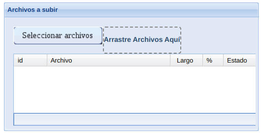 Sección para subir archivos Subir archivos