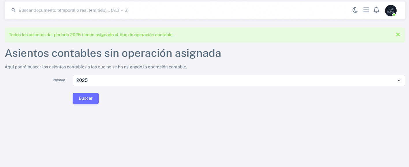 Asientos contables sin operación definida