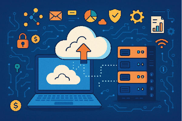 Nube con un candado en el centro e interconexiones