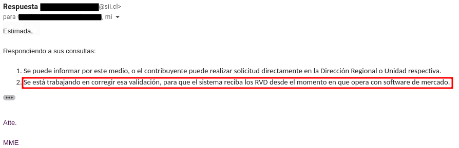 Mail de Respuesta del SII
