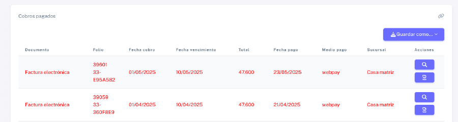 Pestaña estado de cuenta 2