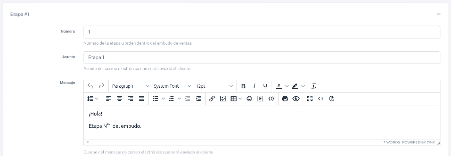 Agregar etapa de embudo