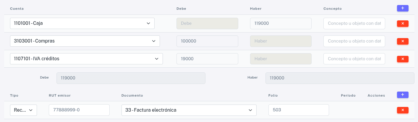Asiento factura proveedor