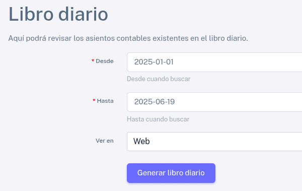Generar libro diario