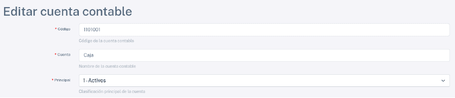 Editar cuenta contable