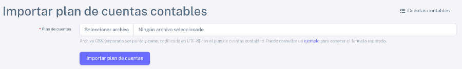 Importar plan de cuentas contables