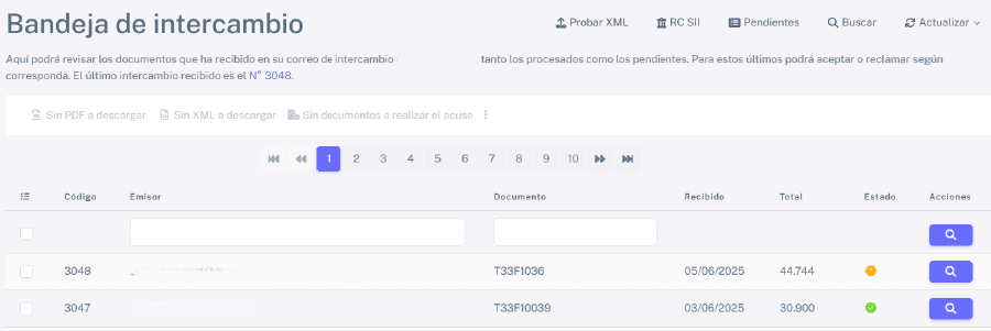 Bandeja de intercambio