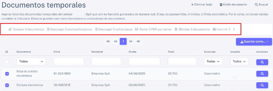 Documentos temporales