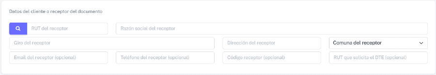 Datos del cliente o del receptor del documento