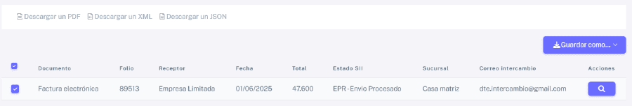 Listado de documentos sin enviar al intercambio