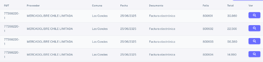 Documentos recibidos sin XML
