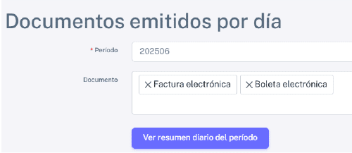 Buscar documentos emitidos por día