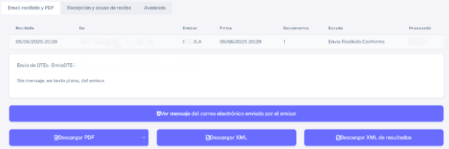 Página de documento de intercambio