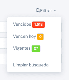 Filtro pagos programados