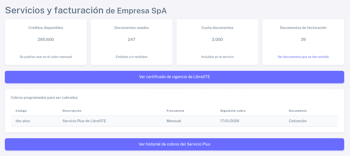 Servicios y facturacion