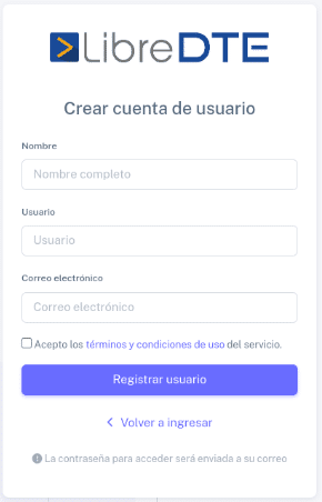 Captura de pantalla del formulario de registro de usuario