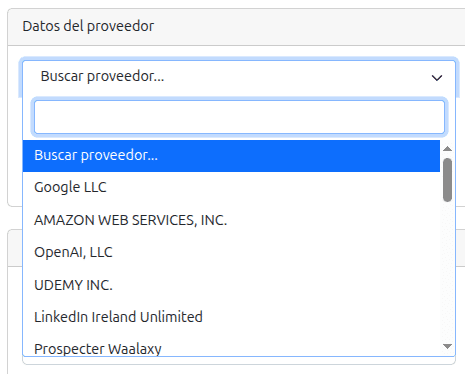 Listado de proveedores