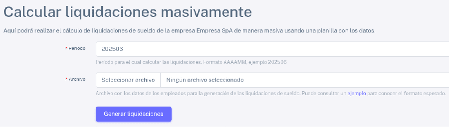 Calcular liquidaciones masivamente