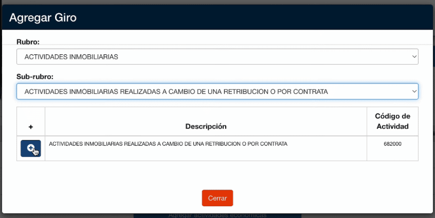 Agregar rubro y sub-rubro