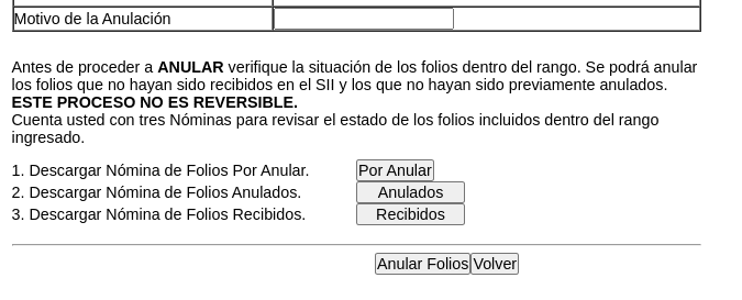 Ingresa el motivo de anulación