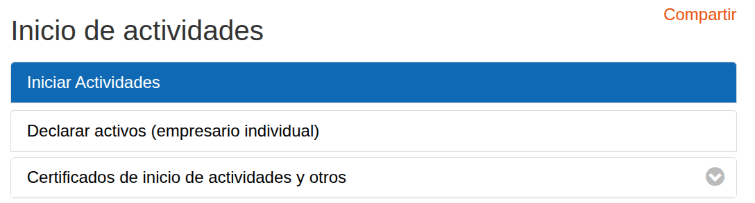 Opción de iniciar actividades