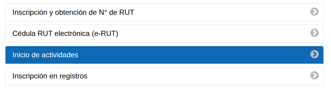 Opción de inicio de actividades