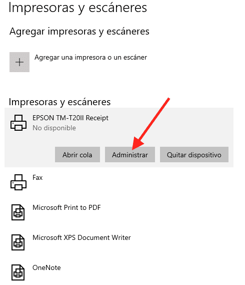 Administrar impresora