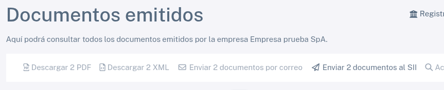Botón Enviar documento al SII
