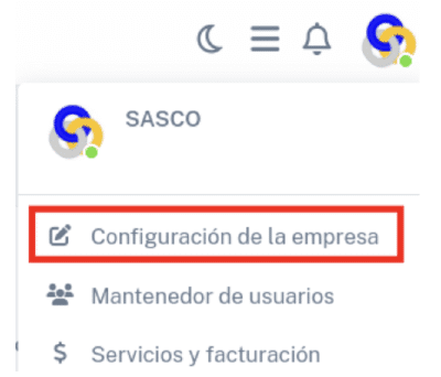 Configuración de la empresa