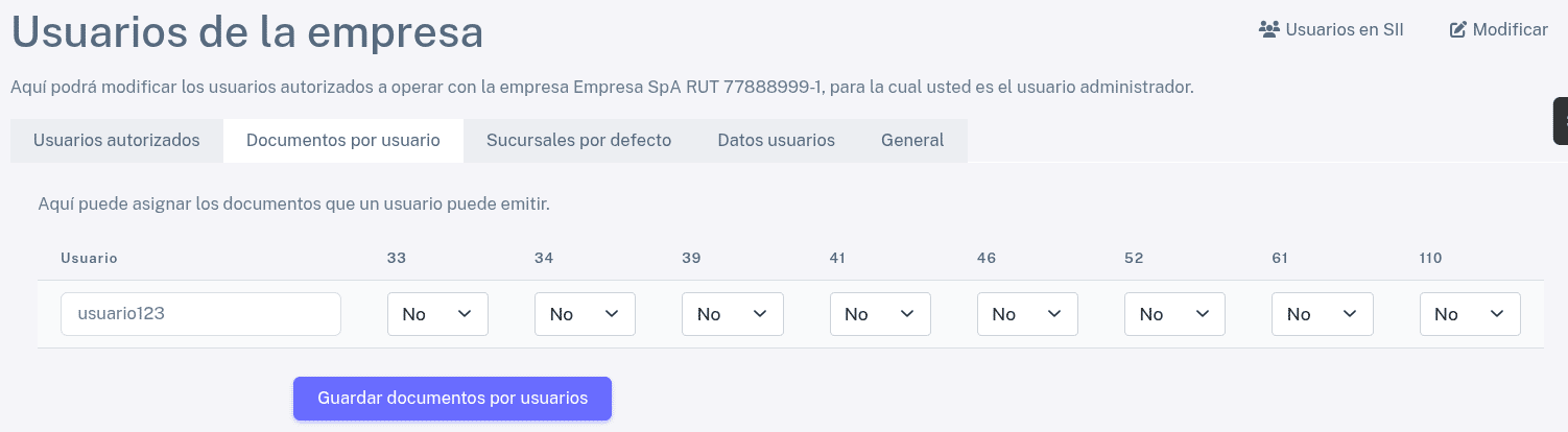 Pagina de documentos por usuario