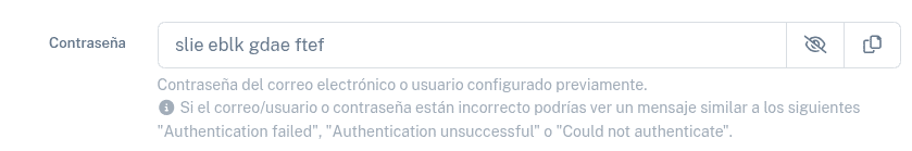 Contraseña de aplicaciones