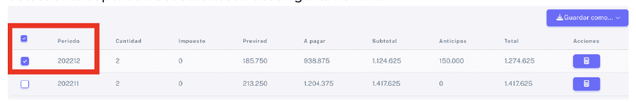 Seleccionar el periodo