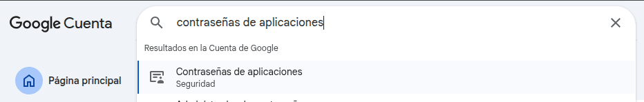Buscar contraseña de aplicaciones