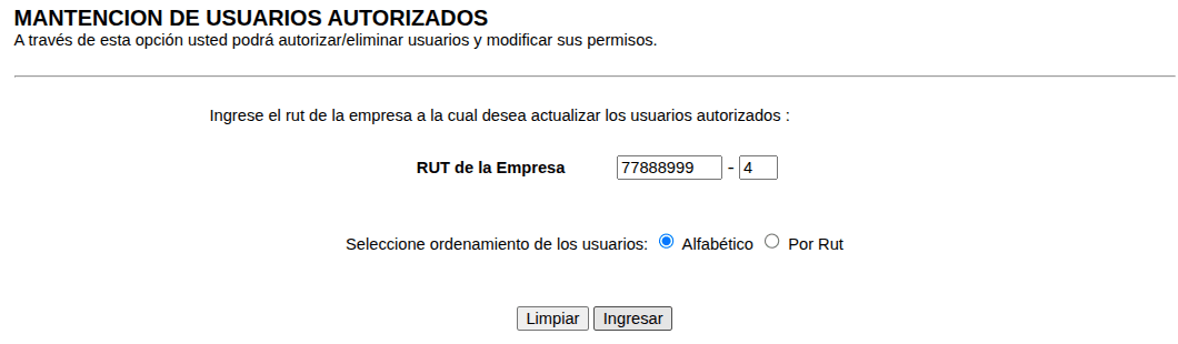 Ingreso a mantención de usuarios