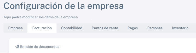 Configuración de la empresa